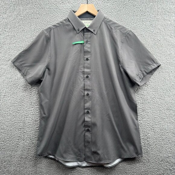 Report Collection Men's Button‎ Down Print Shirt Grey L - Picture 1 of 4